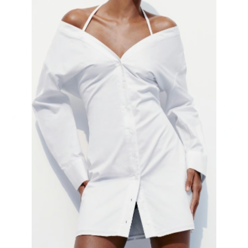 Zara Women's NWT  White Trench Dress; Size S